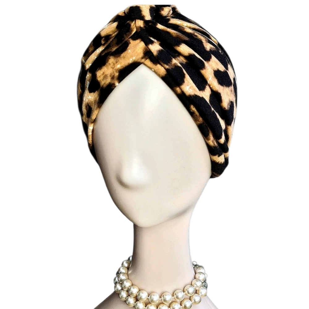 High Quality Top Knot Leopard Print Turban Style Chemo Alopecia NWT